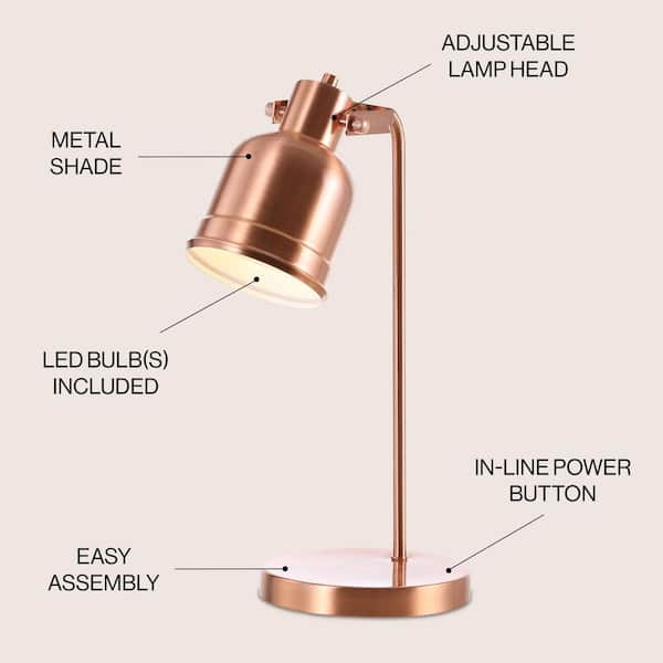 JONATHAN Y Edgar 18 in. Copper Metal LED Task Lamp JYL6112A JONATHAN Y Edgar 18 in. Copper Metal LED Task Lamp JYL6112A