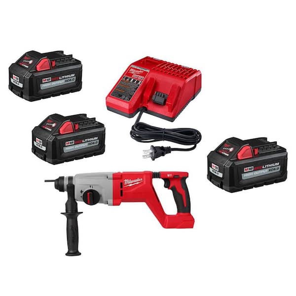 M18 18V Lith-Ion Brushless Cordless 1 in. SDS-Plus D-Handle Rotary Hammer w/ (3) Battery and Charger Kit