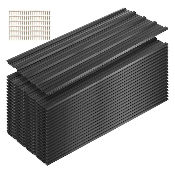 1.47ft x 3.6ft 31-Gauge Corrugated 0.01 in Galvanized Steel Roof Panels Metal Siding Panels with Screws, Black (20-Pack)