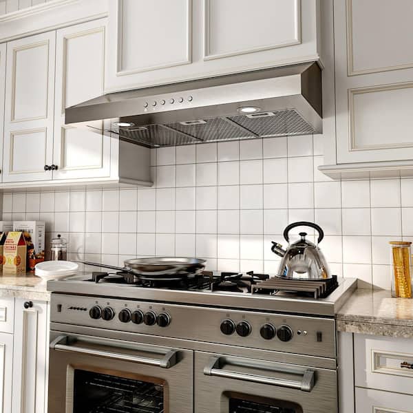 36 in. 900 CFM Ducted Under Cabinet Range Hood in Stainless Steel with 3-Venting Options, Remote, Push Button