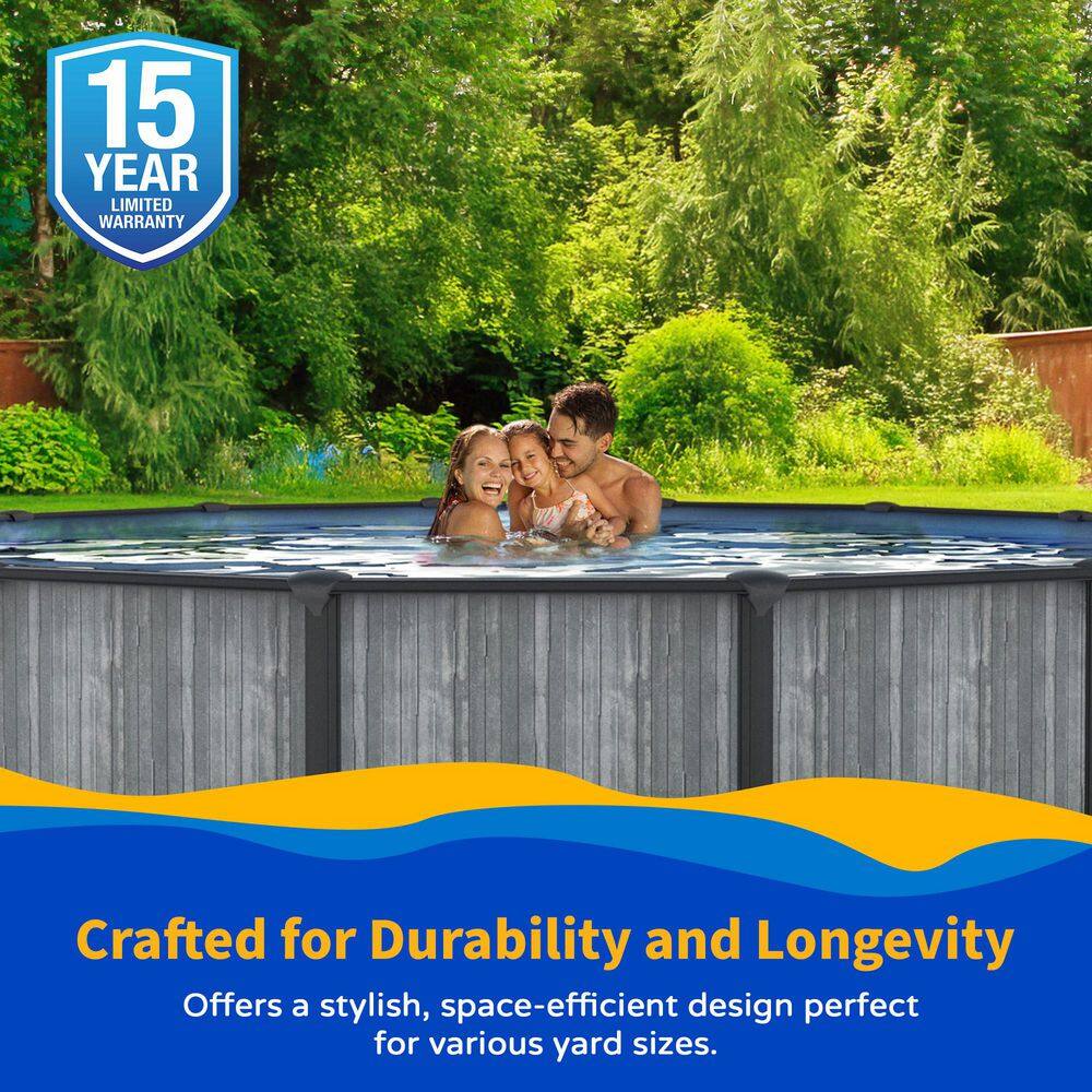 San Pedro 24-ft Round Steel Wall Swimming Pool with Filter and Pump
