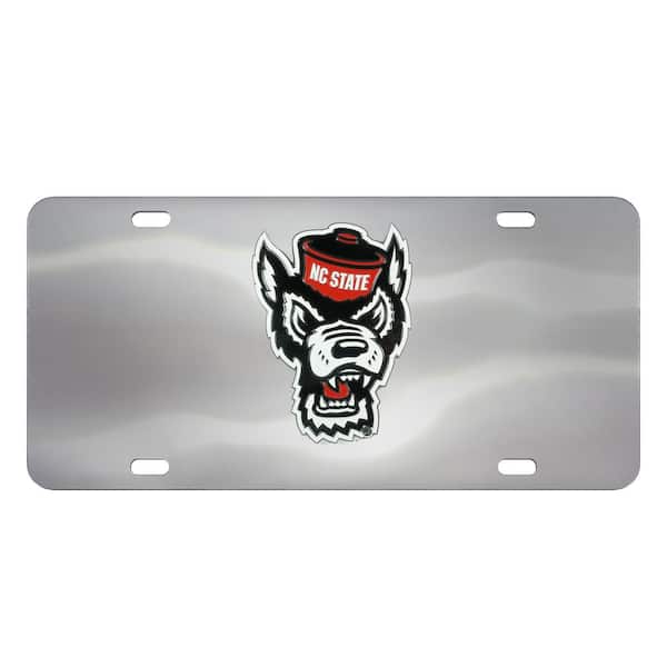 FANMATS 6 in. x 12 in. NCAA North Carolina State University Stainless Steel Die Cast License Plate