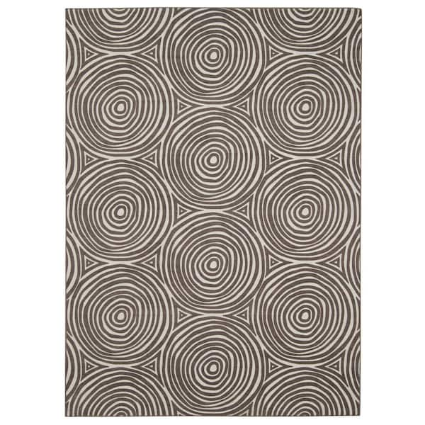 Ordaz Ivory and Brown 3 ft. x 5 ft. Washable Polyester Indoor/Outdoor Area Rug