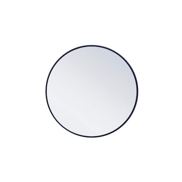 Unbranded Medium Round Blue Modern Mirror (28 in. H x 28 in. W)