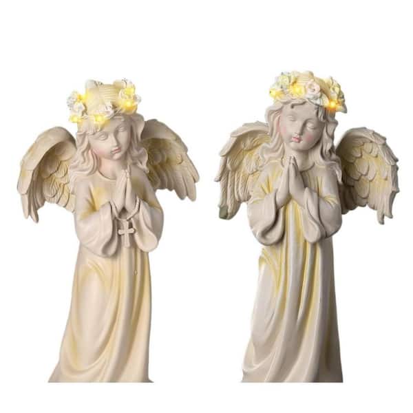 2pcs Angel Garden Statue, Warm Light Solar Garden Decor,Waterproof Outdoor Garden Decor Praying Angel Figurine Sculpture