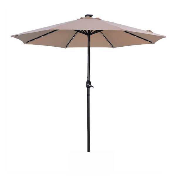 Unbranded 9 ft. Aluminum Market Solar Lighted Patio Umbrella in Sand