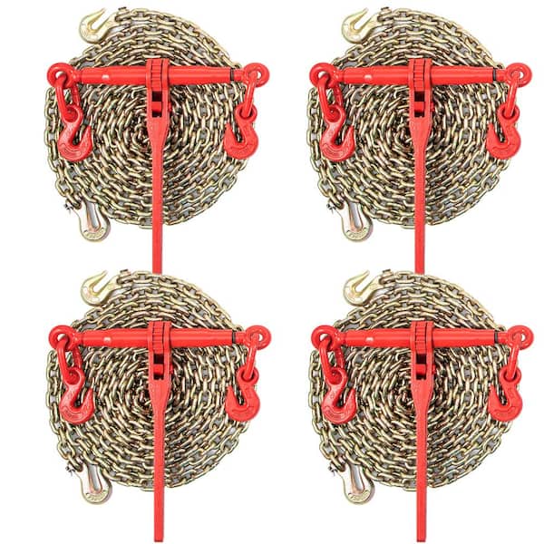 Chain Load Binder, 21 ft., Tow Chain. Tie Down Kit with 5400 lbs. Working Load Capacity and 2-Grab Hooks