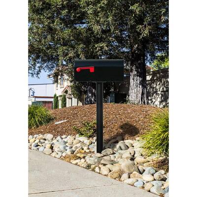 Hanford Twin Post Mounted Non-Locking Mailbox with 2 E1 Mailboxes and Scroll Supports