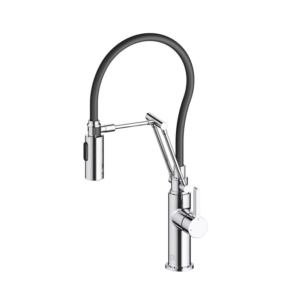 Timeless Home Chrome 20 in. Single Handle Pull Down Sprayer Kitchen Faucet 