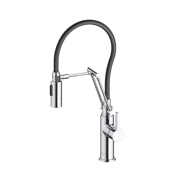 Unbranded Timeless Home Chrome 20 in. Single Handle Pull Down Sprayer Kitchen Faucet with 360 Degree Spout Swivel