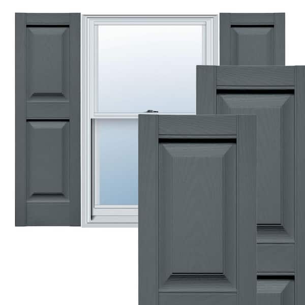 Ekena Millwork Lifetime 14.75 in. W x 43 in. H Raised Panel Vinyl Shutters Pair in Storm Cloud