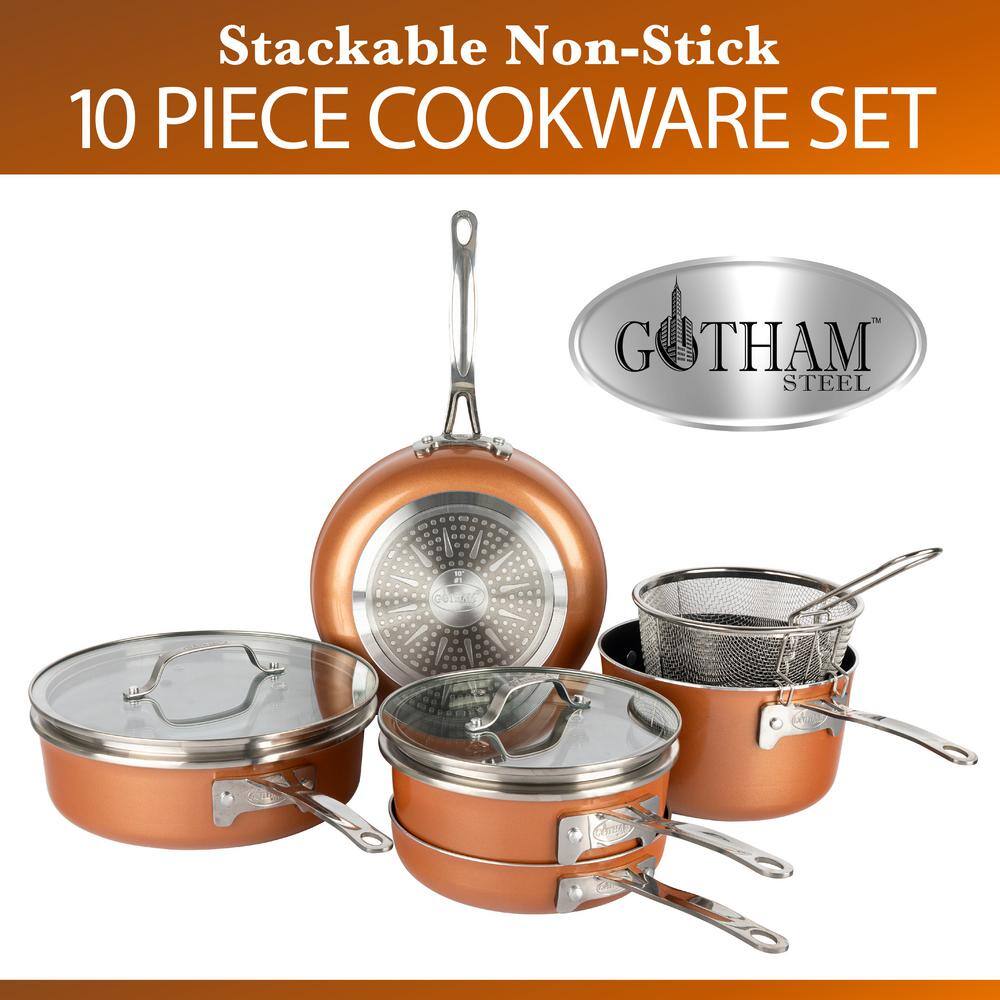Copper and Black 10-Piece Nonstick Aluminum Cookware Set