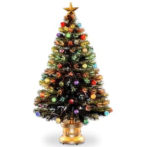 4 ft. Fiber Optic Fireworks Artificial Christmas Tree with Ball Ornaments