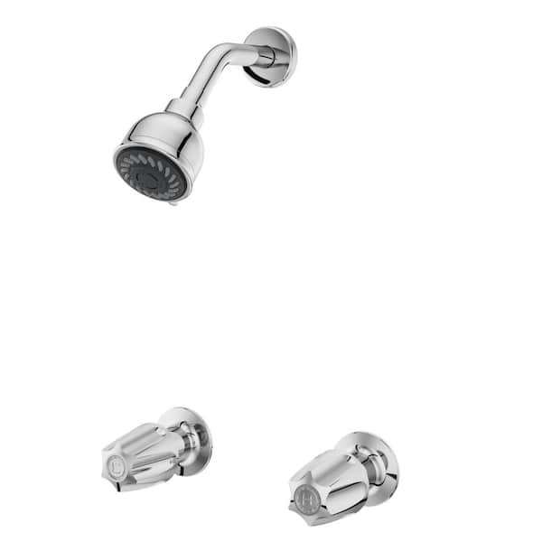 Double Handle 3-Spray Shower Faucet 1.8 GPM with Features in Polished Chrome (Valve Included)