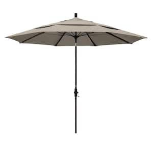 11 ft. Fiberglass Collar Tilt Double Vented Patio Umbrella in Granite Olefin