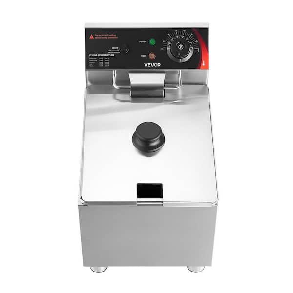 Commercial Electric Deep Fryer, 12.15 Qt., 1750W Silver Stainless Steel Deep Fryer with Basket, Lid, Temp Control