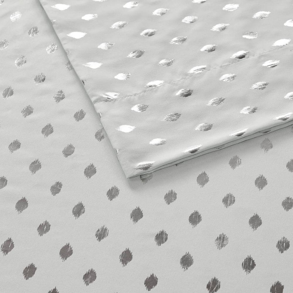 Twin Silver Metallic Dot Microfiber Sheet Set