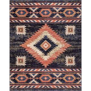 Well Woven Luxury Supurasshu Blue 4 ft. x 6 ft. Modern Industrial