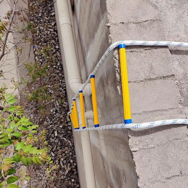 16 FT Fire Escape Ladder For 2-Story Homes – Heavy-Duty Hooks, Flame-Resistant Ropes, Non-Slip Rungs, Holds Up To 2000 Lbs – Fast Deploy, Compact Storage