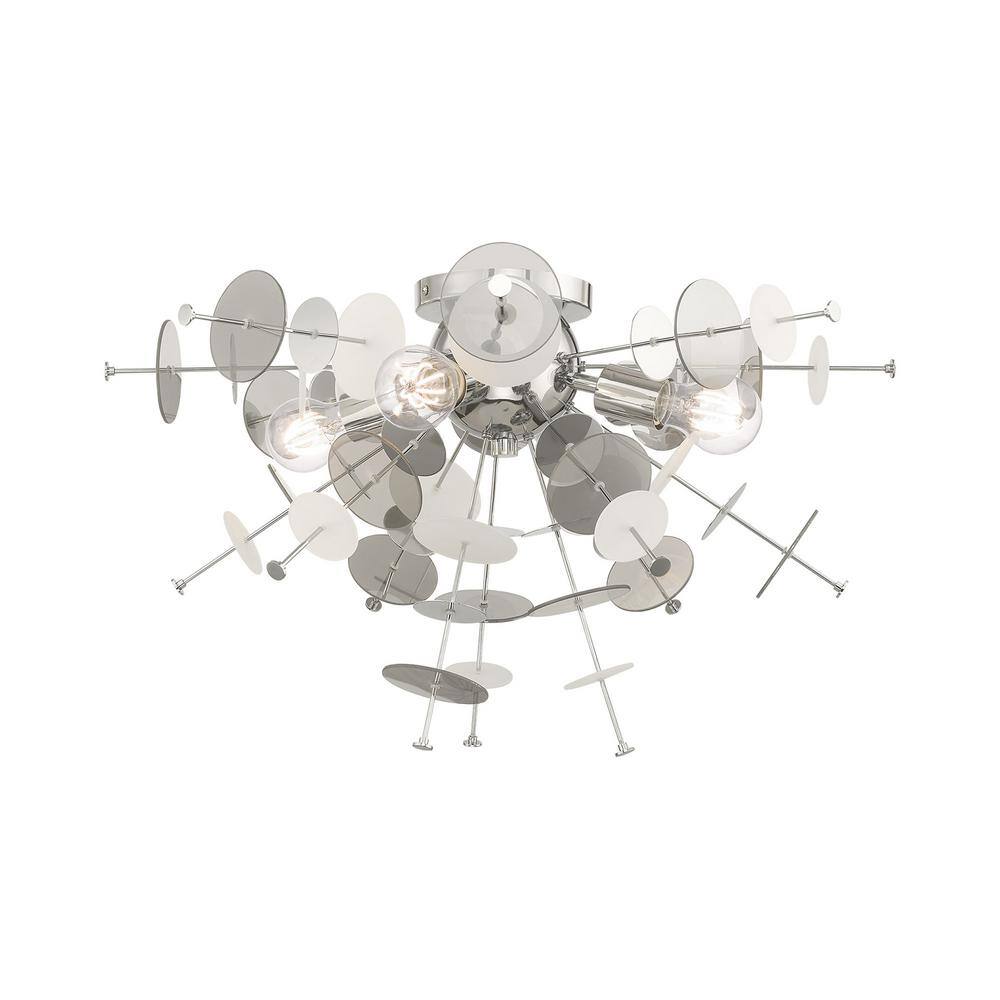 Circulo Polished Chrome 4-Light Ceiling Mount with Geometric Glass Discs