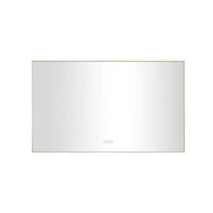 36 in. W x 60 in. H Large Rectangular Aluminium Framed LED Light Wall Bathroom Vanity Mirror in Gold