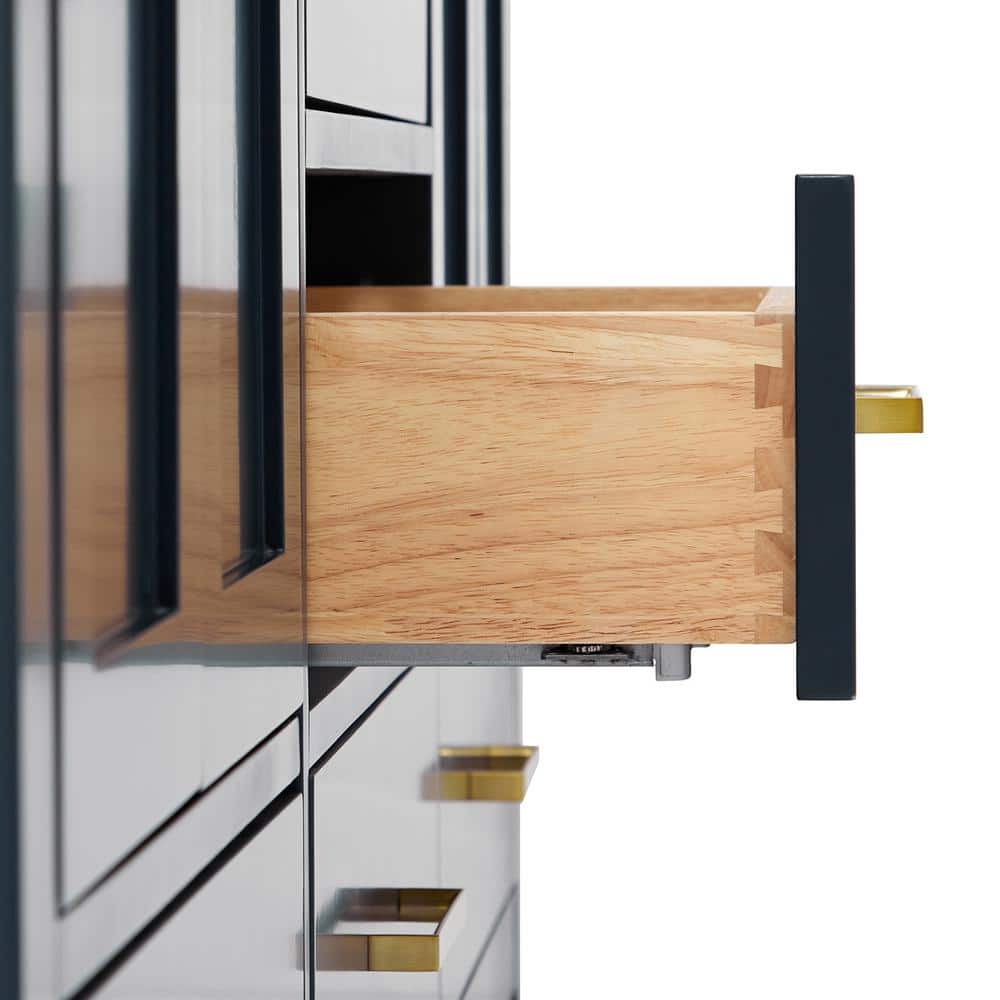 Cambridge Midnight Blue Double Freestanding Vanity Cabinet with Satin Brass Hardware