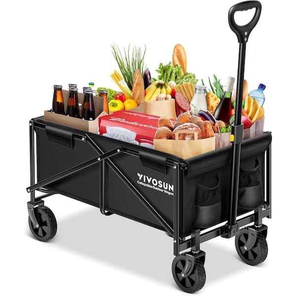 5 cu. ft. Collapsible Folding Steel Garden Cart with All-Terrain Wheels