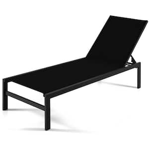 Metal 6-Position Outdoor Chaise Lounge Chairs, Black