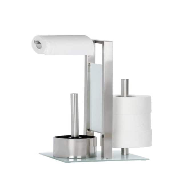 3-Piece Bathroom Accessory Brush Tissue Roll Holder Chrome Matt