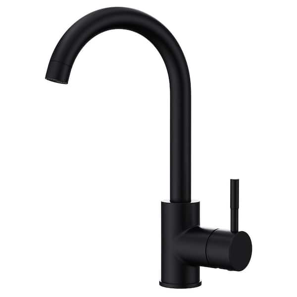 Single Handle Deck Mount Standard Kitchen Faucet 1/3 Hole with Deck Plate in Matte Black