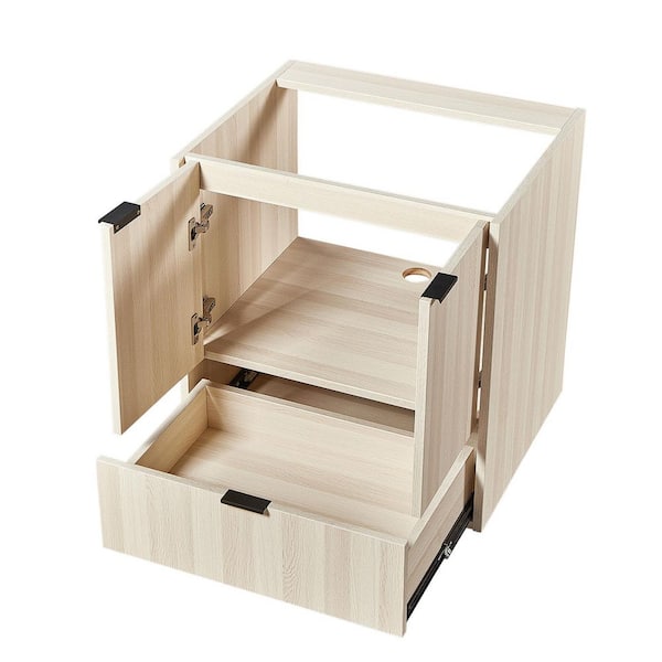 24 in. Wall Mount Bath Vanity Cabinet without Top, Built-in Soft Close Drawer in White Oak