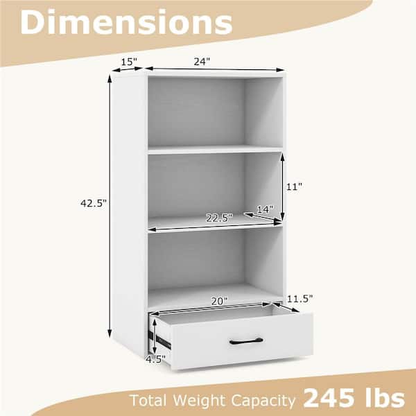 Costway 48 in. White Engineered Wood Display Bookshelf Storage