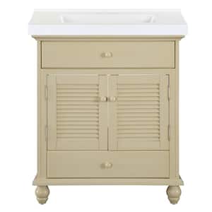 Cottage 31 in. W x 22 in. D Bath Vanity in Antique White with Cultured Marble Vanity Top in White with White Sink