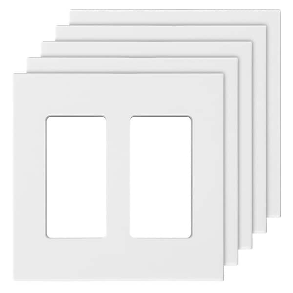 SKYSHALO 2-Gang White Toggle Plastic Rocker Light Switch