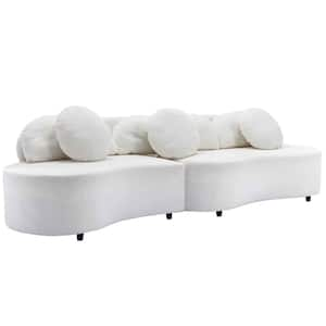 103.9 in. Modern Square Arm Velvet Rectangle Sofa, Upholstered Couch for Home or Office in Beige