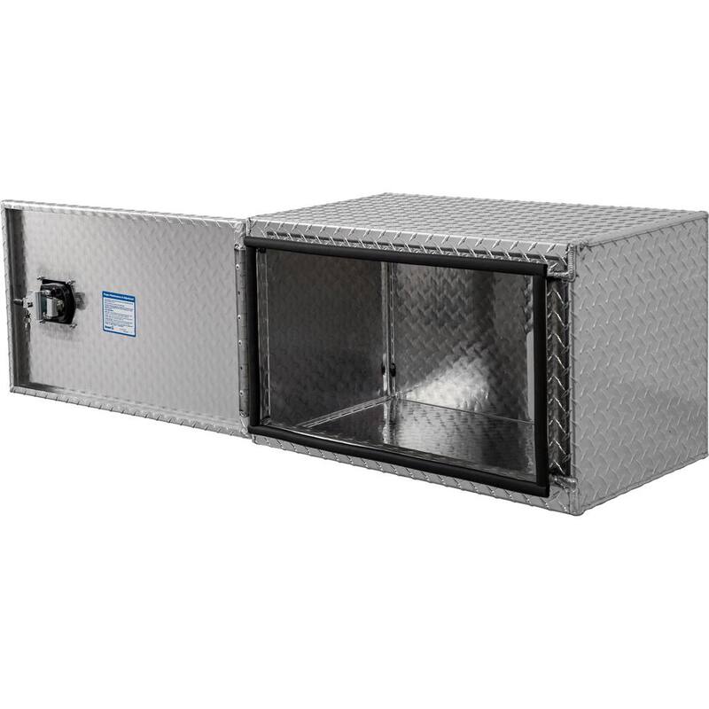 18 in. x 18 in. x 30 in. Diamond Plate Tread Aluminum Underbody Truck Tool Box with Barn Door