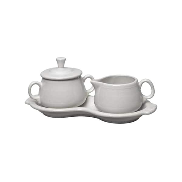 Fiesta 15 oz. 3-Piece White Sugar Bowl and Creamer Tray Set