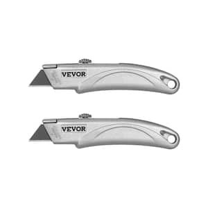 Utility Knife, 2-Pack Retractable Box Cutter, with Aluminum Alloy Case, SK5 Blades and Handle, 3-Position Blade