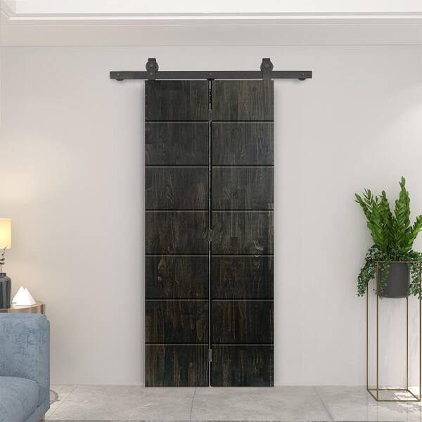 CALHOME 26 in. x 80 in. Charcoal Black Stained Hollow Core