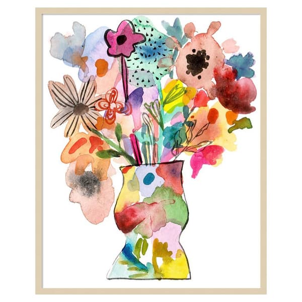 Amanti Art Linear Bouquet II by Melissa Wang 33 in. W x 41 in. H. Wood Framed Wall Art Print Framed in Brown