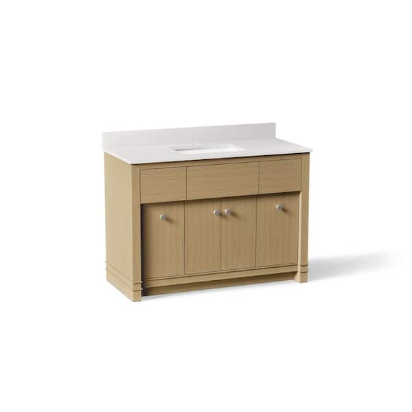 Alouette 48 in. Single SinkLight Oak Bath Vanity Cabinet with Sink and Quartz Top