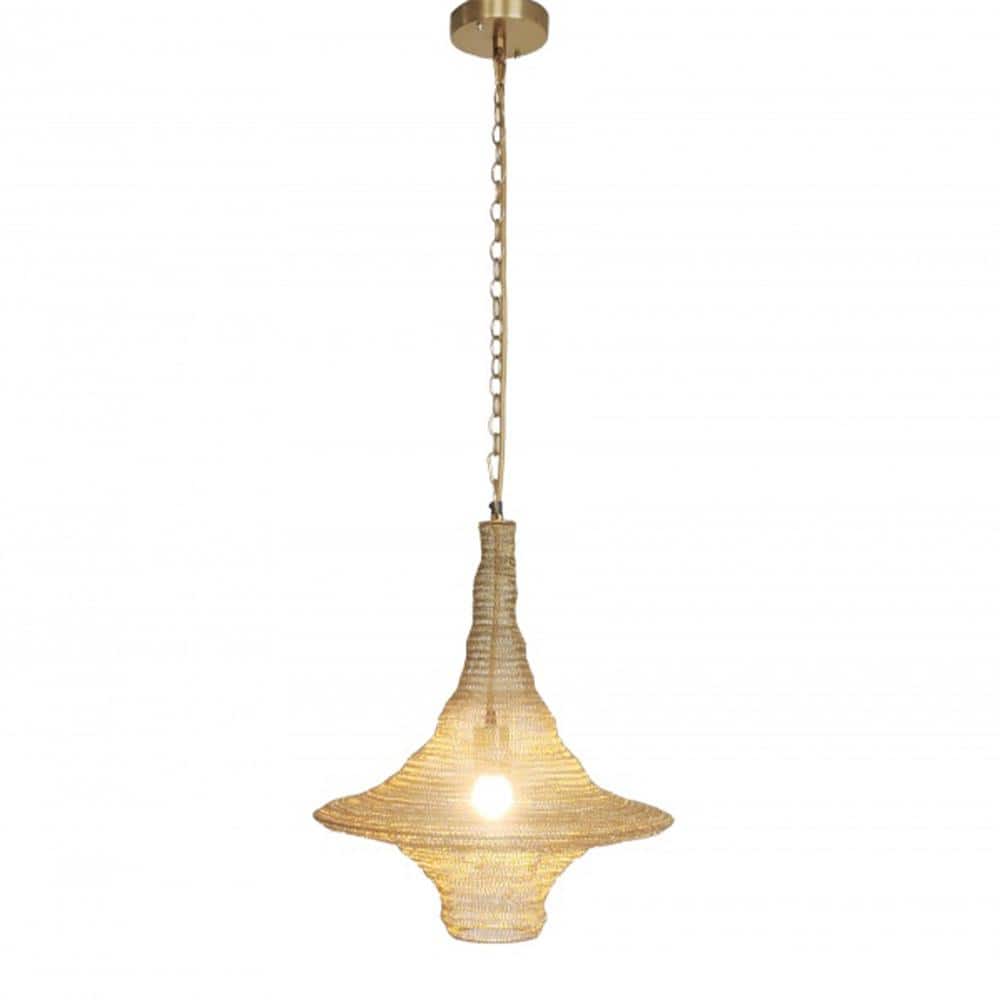 Badly 60-Watt 1 Satin Black Cone Mini Pendant Light with Woven Metal Shade 