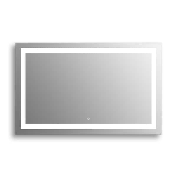 Sinber STYLETWO 48 in. W x 30 in. H Rectangular Frameless Anti-Fog Wall LED Light Bathroom Vanity Mirror with Illuminated Light