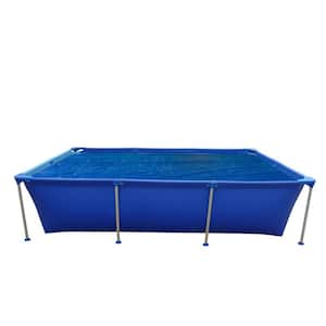 8 ft. x 17 ft. Rectangular Blue Steel Frame Swimming Above Ground Pool Floating Solar Cover
