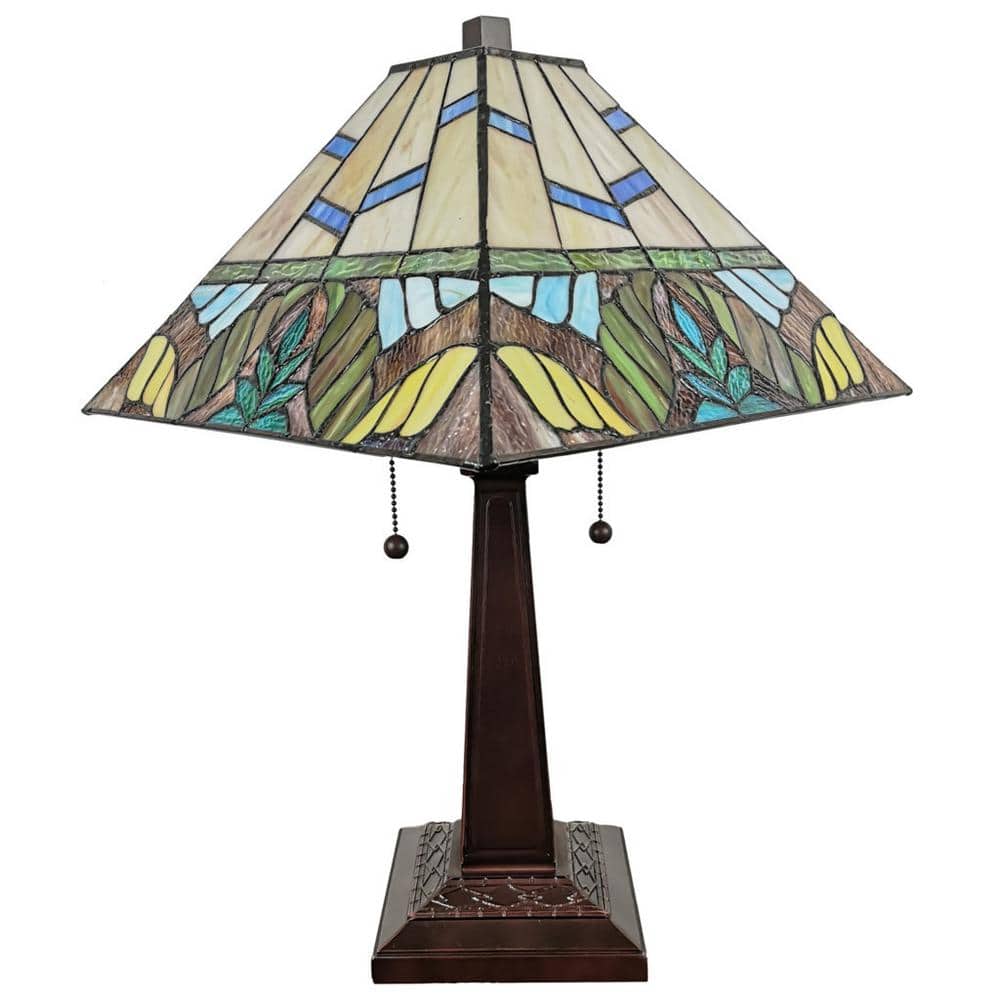 Multicolor Tiffany Style Stained Glass Table Lamp with Zinc Base