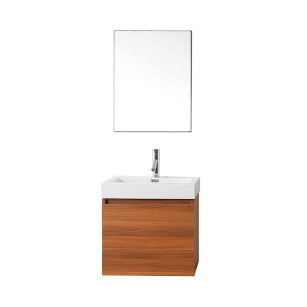 Virtu USA Zuri 24 in. W Bath Vanity in Plum with Polymarble Vanity Top in White Polymarble with Square Basin and Mirror and Faucet