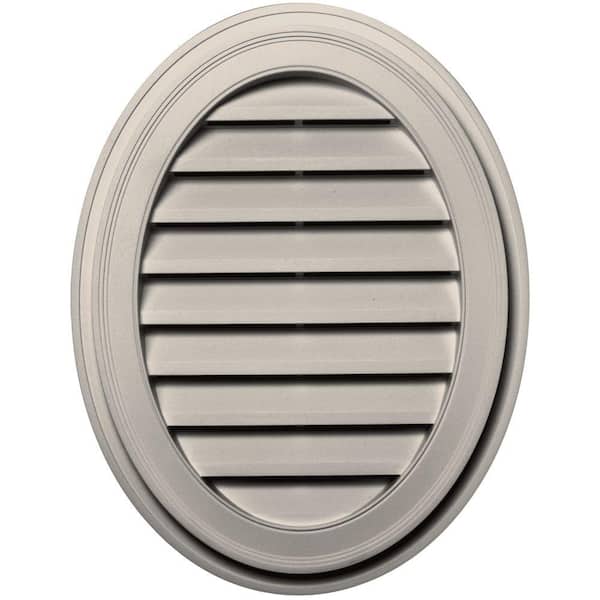 Builders Edge 21 in. x 27 in. Oval Brown/Tan Plastic Built-in Screen Gable Louver Vent