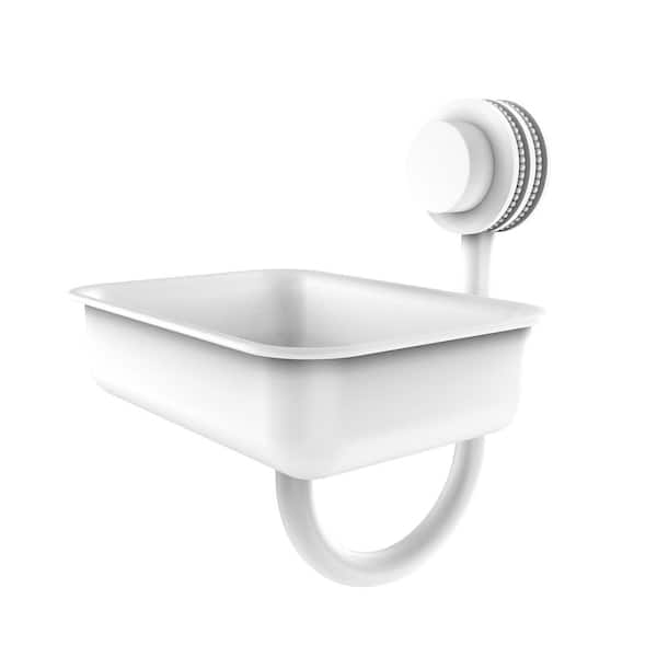 Allied Brass Venus Collection Wall Mounted Soap Dish with Dotted Accents in Matte White