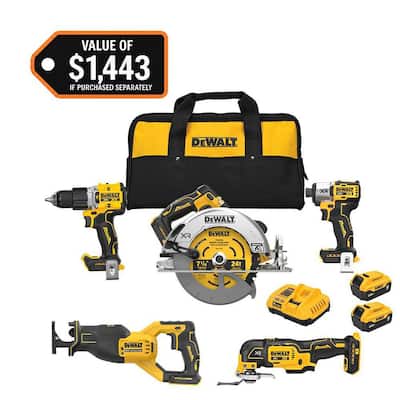 20V Lithium-Ion Cordless 5-Tool Combo Kit with (2) 5.0 Ah Battery Packs and Charger — Home Depot clearance