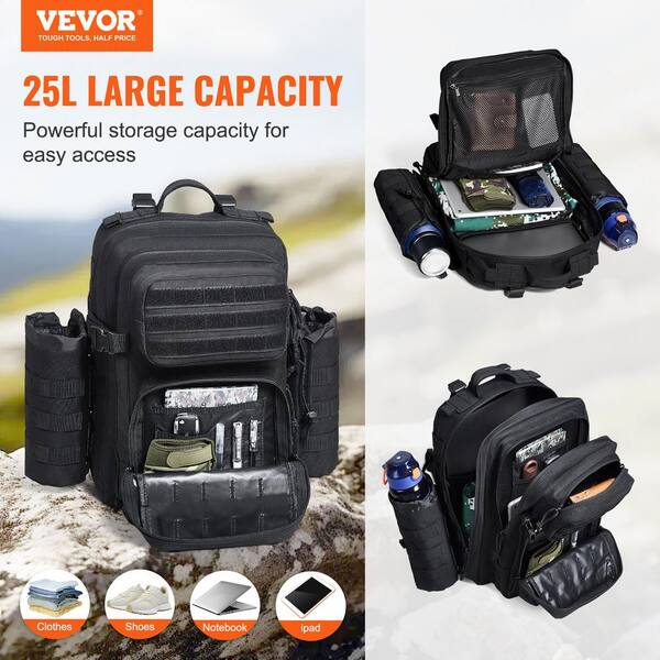 VEVOR Tactical Backpack, 16.54 in. Black Backpack Tactical